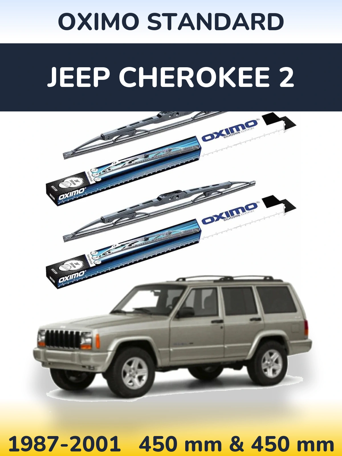 Sada předních stěračů Oximo Standard 450 a 450 mm pro Jeep Cherokee 2 1987-2001