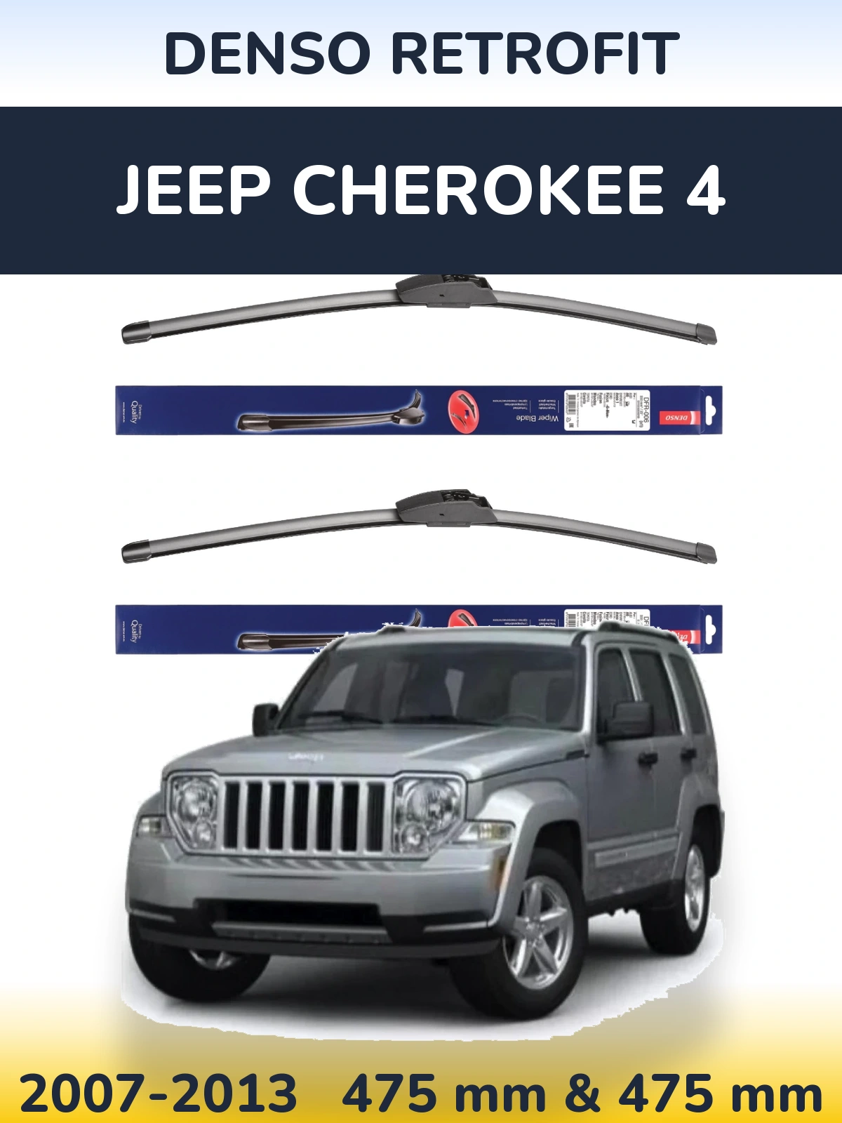 Sada předních stěračů Denso Retrofit 475 a 475 mm pro Jeep Cherokee 4 2007-2013