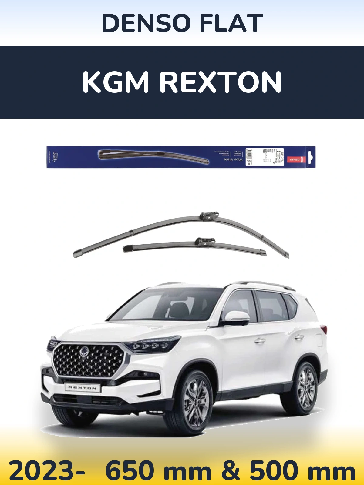 Sada předních stěračů Denso Flat 630 a 500 mm pro KGM Rexton 2023-2026