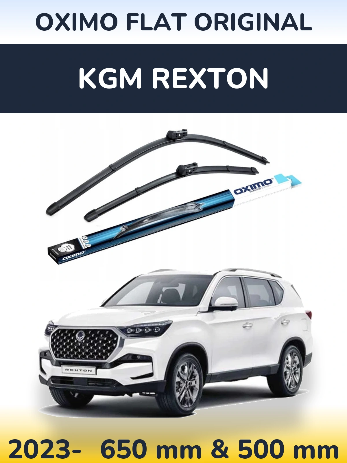 Sada předních stěračů Oximo Flat Original 650 a 500 mm pro KGM Rexton 2023-2026