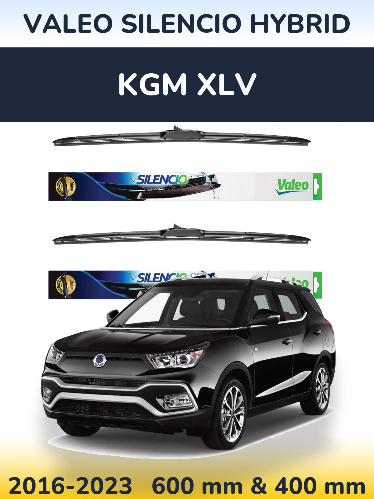 Комплект передніх щіток Valeo Silencio Hybrid 600 & 400 мм для KGM XLV 2016-2023