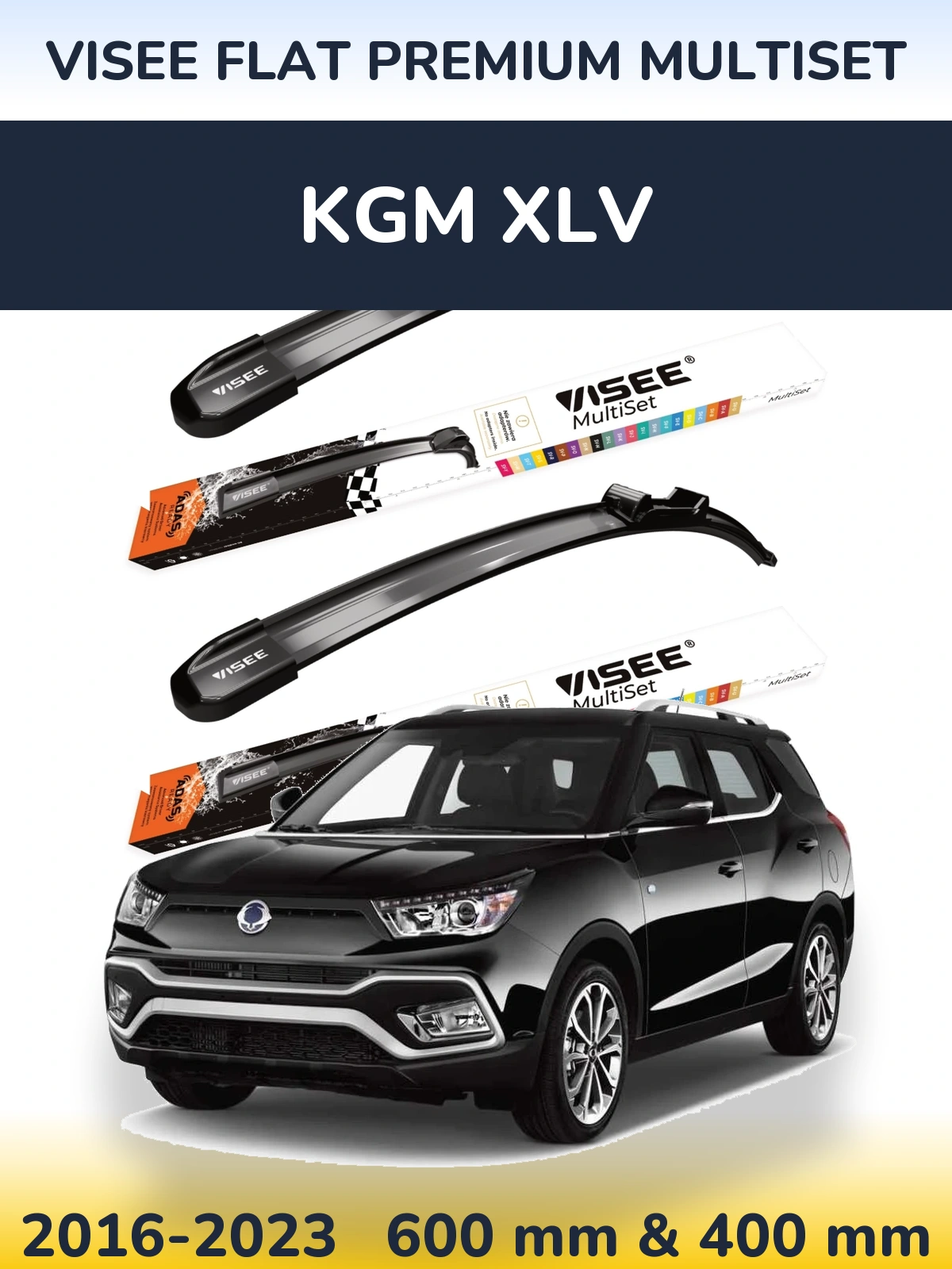 Sada předních stěračů VISEE FLAT PREMIUM MultiSet 600 a 400 mm pro KGM XLV 2016-2023