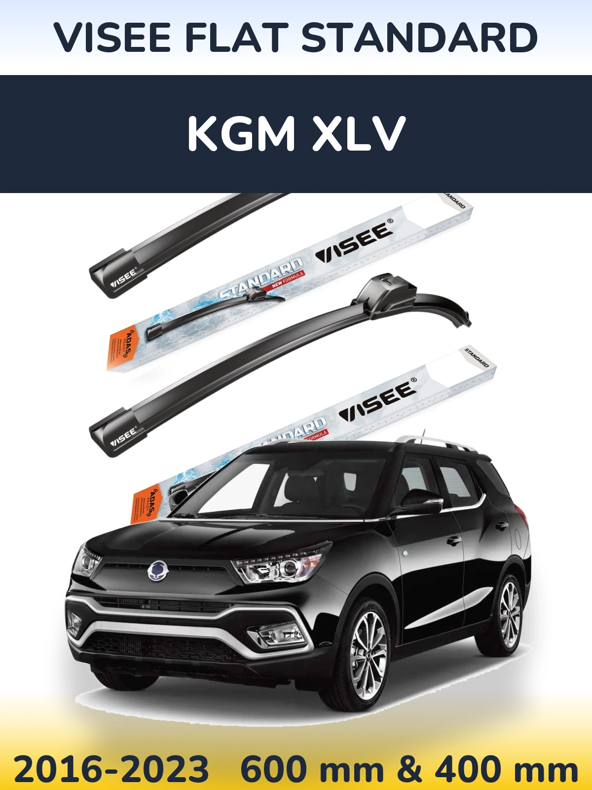 Sada předních stěračů VISEE FLAT STANDARD 600 a 400 mm pro KGM XLV 2016-2023