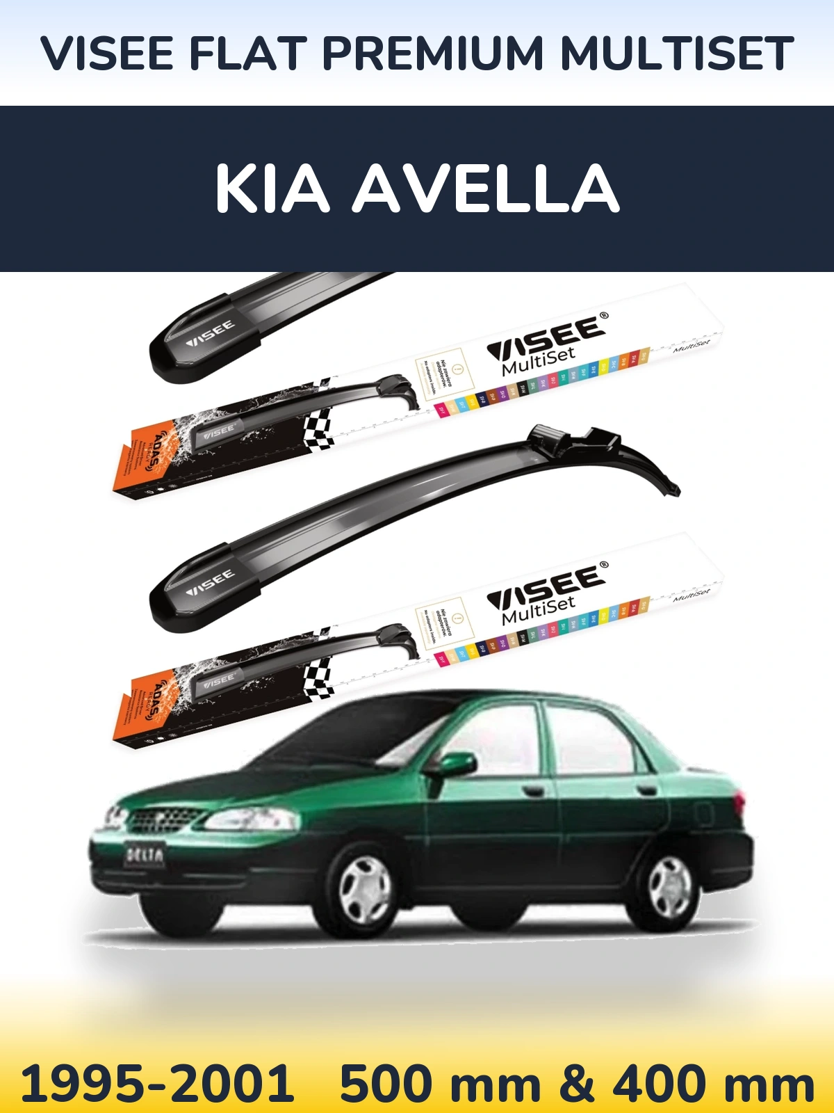 Sada předních stěračů VISEE FLAT PREMIUM MultiSet 500 a 400 mm pro KIA Avella 1995-2001