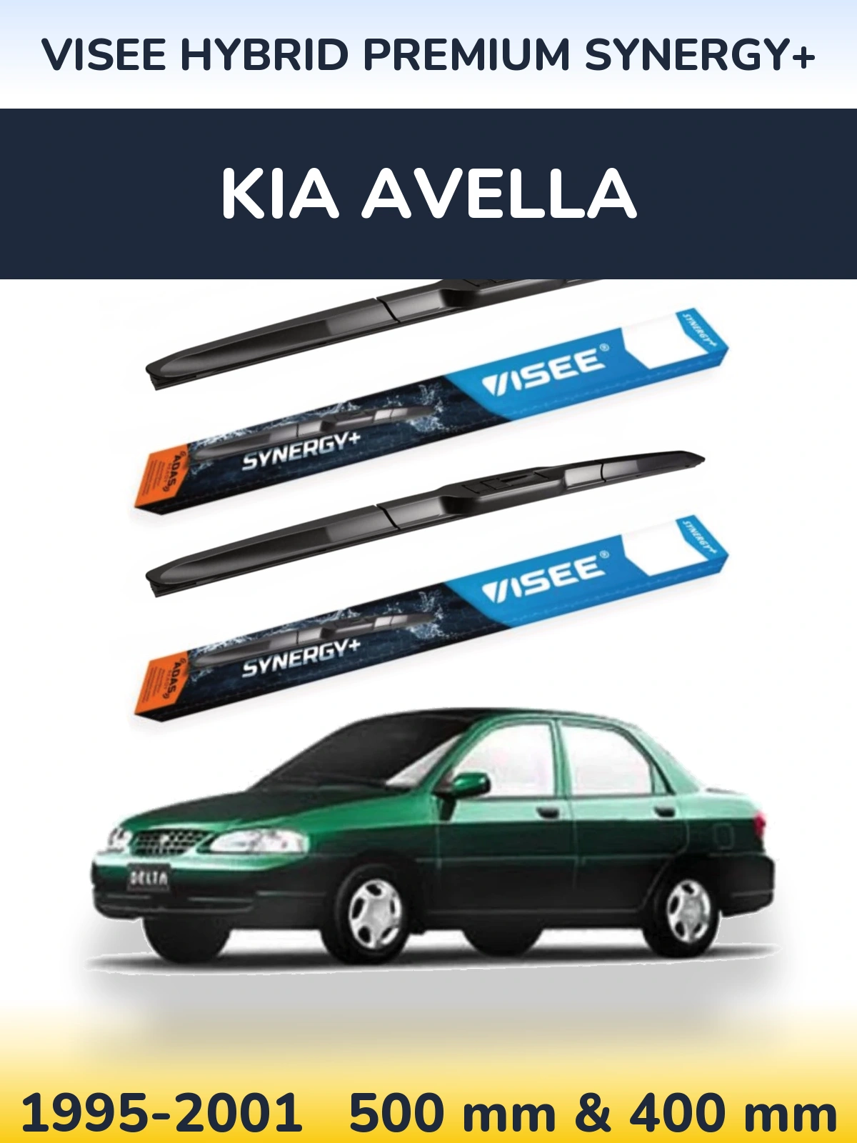 Sada předních stěračů VISEE HYBRID PREMIUM SYNERGY+ 500 a 400 mm pro KIA Avella 1995-2001
