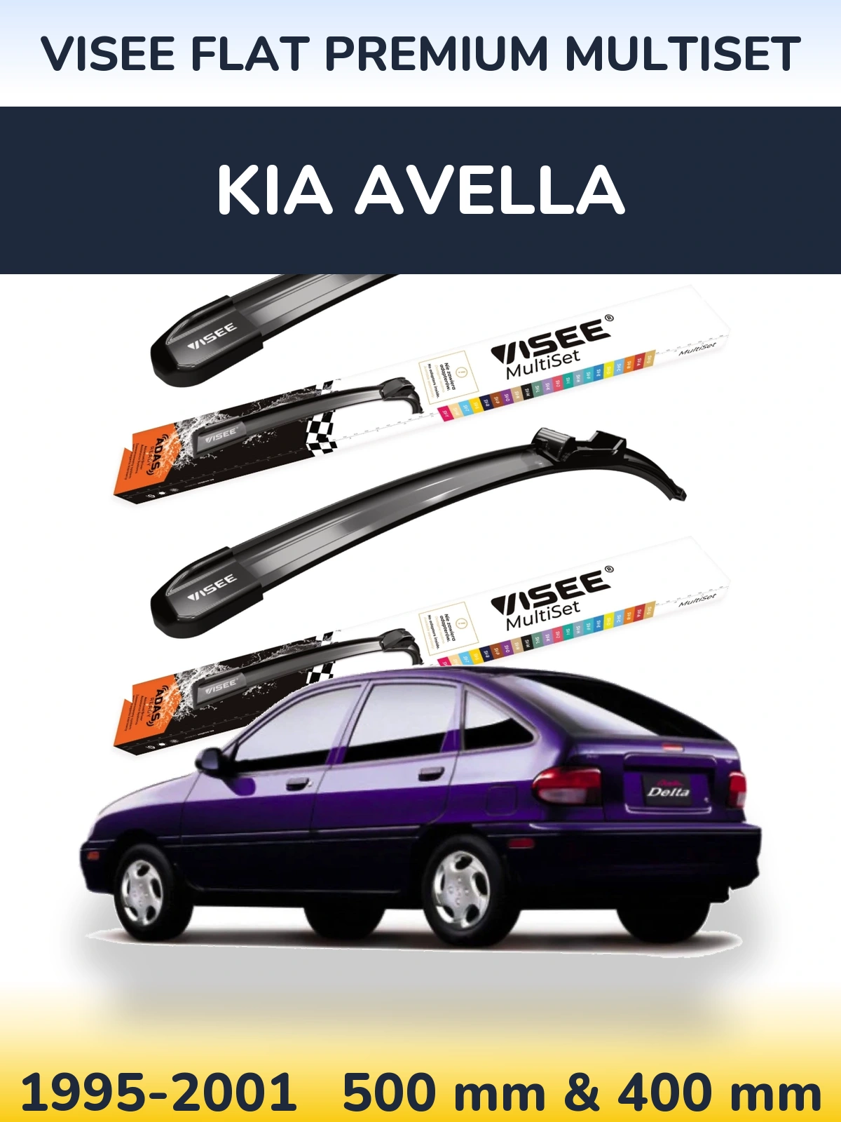 Sada předních stěračů VISEE FLAT PREMIUM MultiSet 500 a 400 mm pro KIA Avella 1995-2001