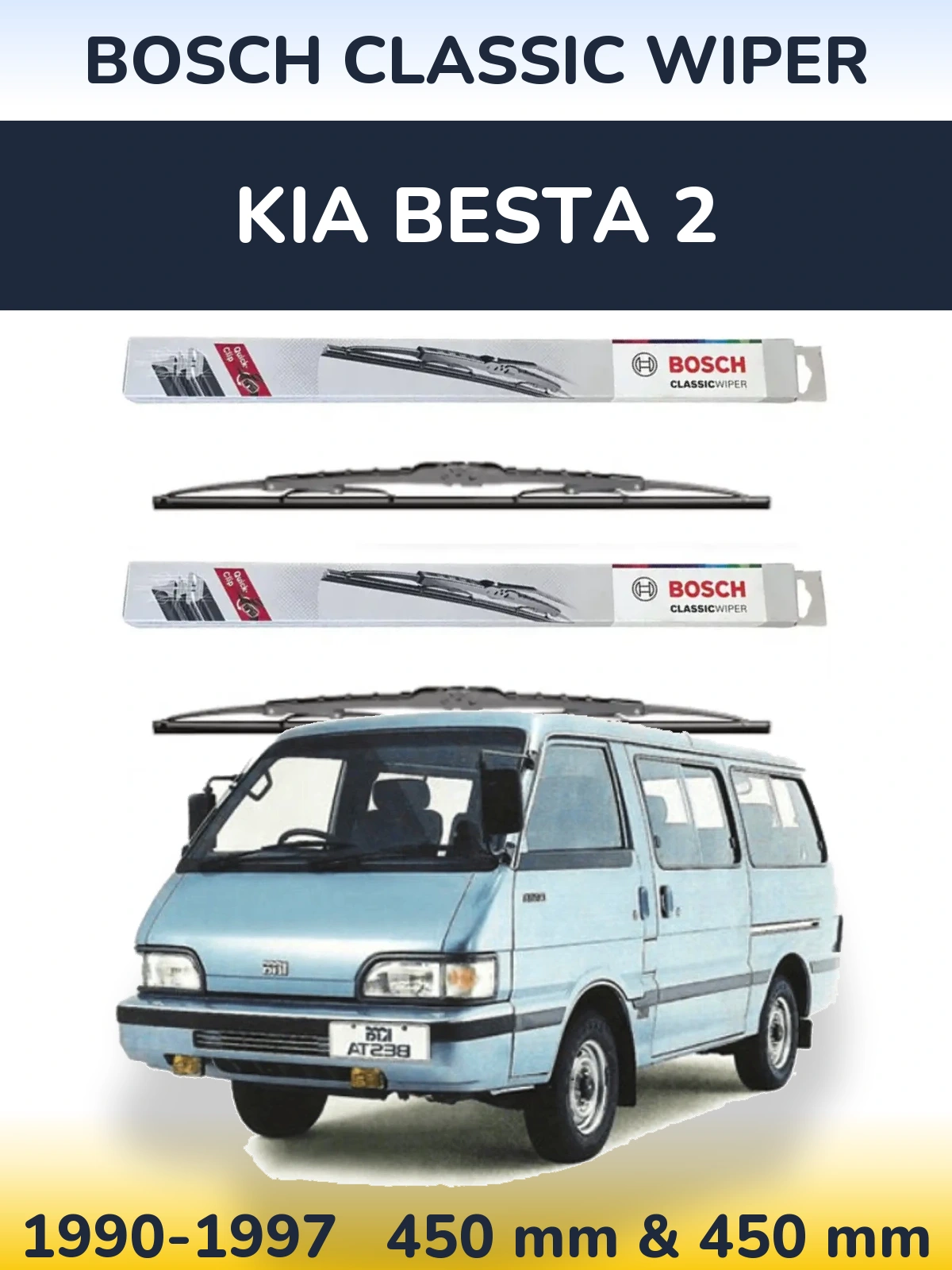 Sada předních stěračů BOSCH Classic Wiper 450 a 450 mm pro KIA Besta 2 1990-1997
