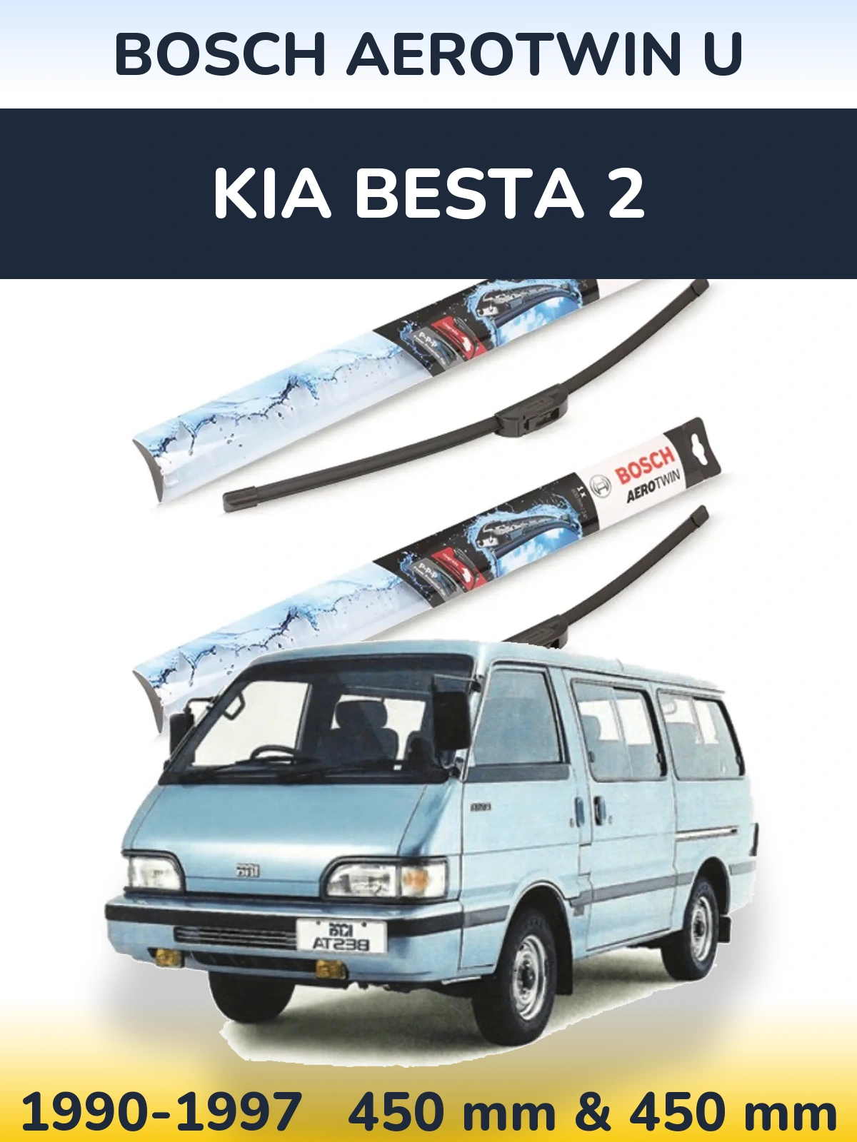 Sada předních stěračů BOSCH AeroTwin U 450 a 450 mm pro KIA Besta 2 1990-1997