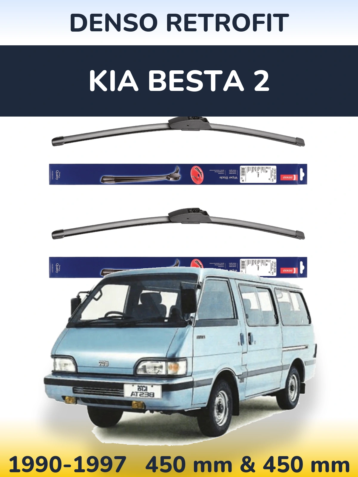 Sada předních stěračů Denso Retrofit 450 a 450 mm pro KIA Besta 2 1990-1997