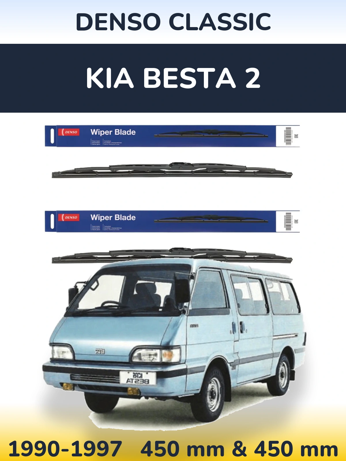 Sada předních stěračů Denso Classic 450 a 450 mm pro KIA Besta 2 1990-1997