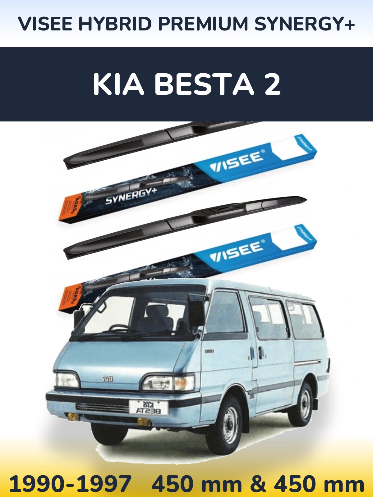 Sada předních stěračů VISEE HYBRID PREMIUM SYNERGY+ 450 a 450 mm pro KIA Besta 2 1990-1997