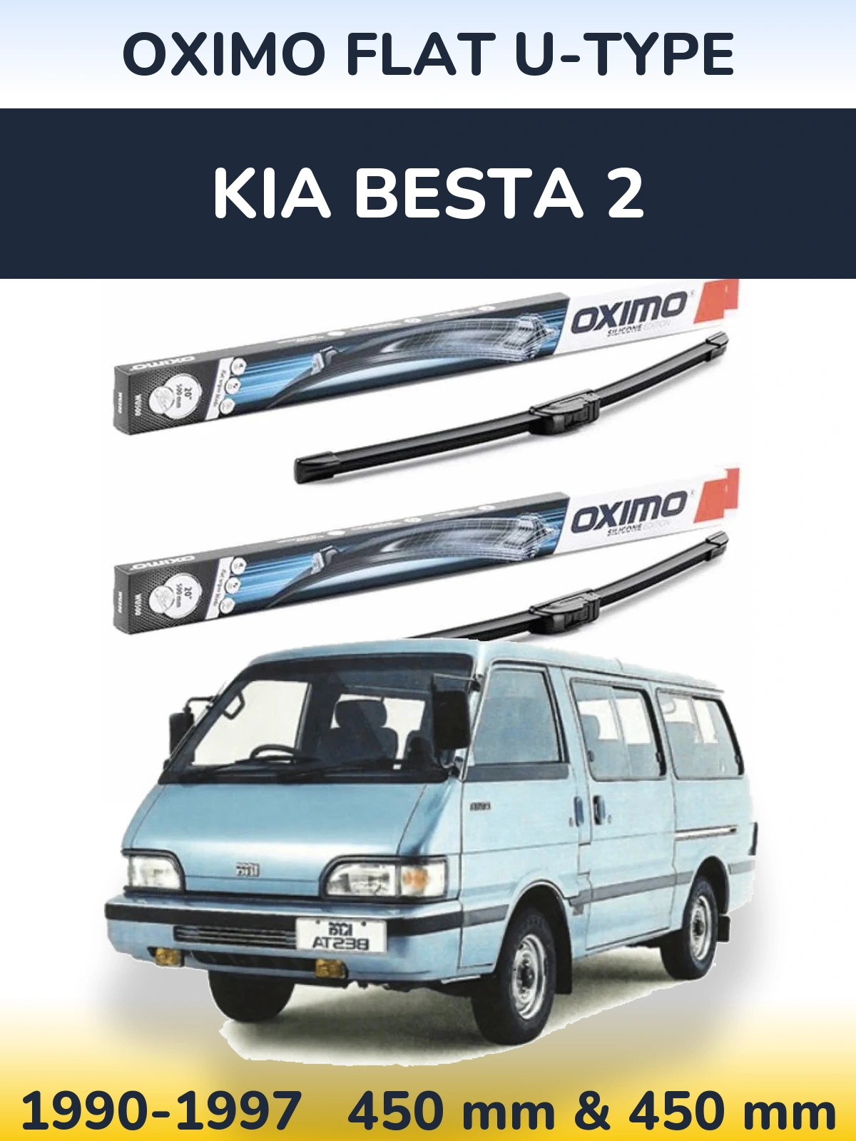Sada předních stěračů Oximo Flat U-type 450 a 450 mm pro KIA Besta 2 1990-1997