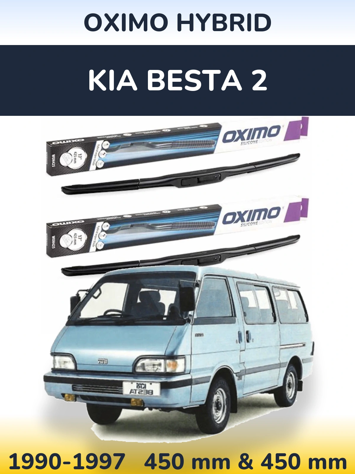 Sada předních stěračů Oximo Hybrid 450 a 450 mm pro KIA Besta 2 1990-1997