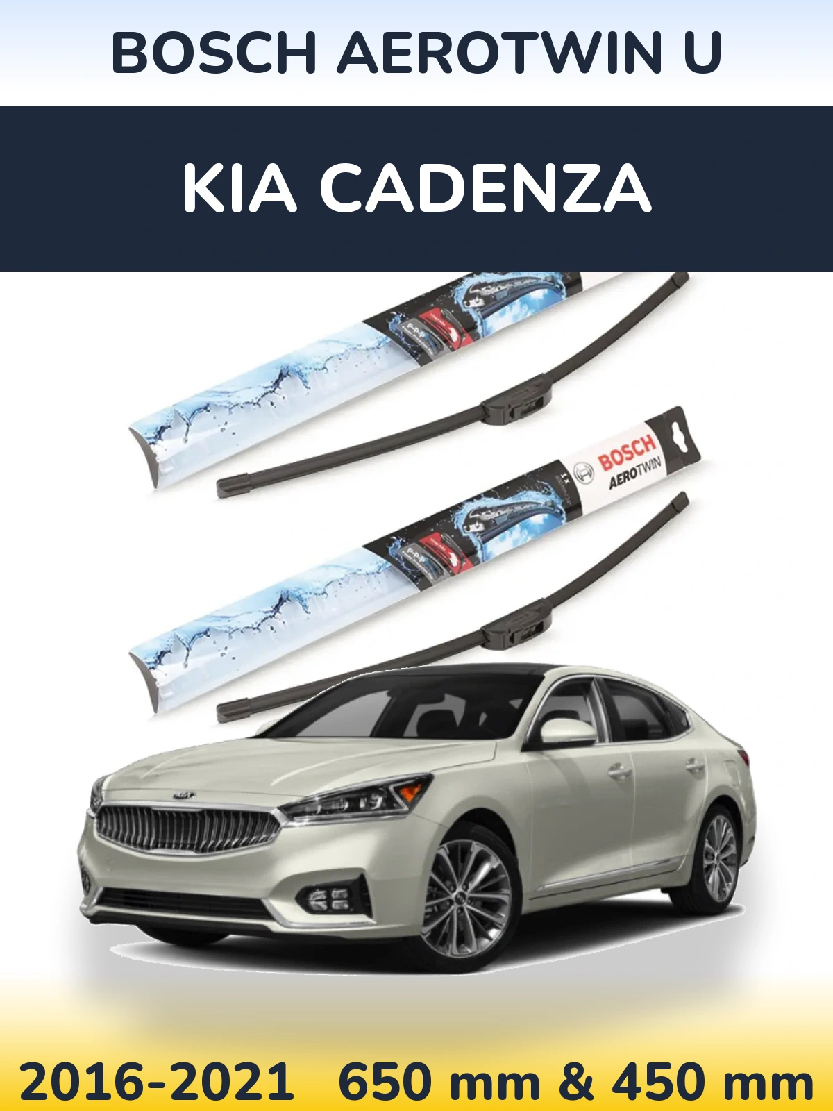 Sada předních stěračů BOSCH AeroTwin U 650 a 450 mm pro KIA Cadenza 2016-2021