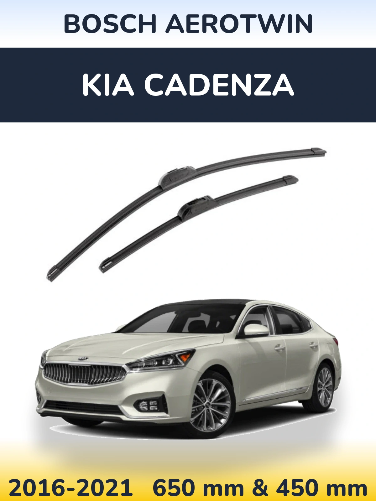Sada předních stěračů BOSCH AeroTwin 650 a 450 mm pro KIA Cadenza 2016-2021