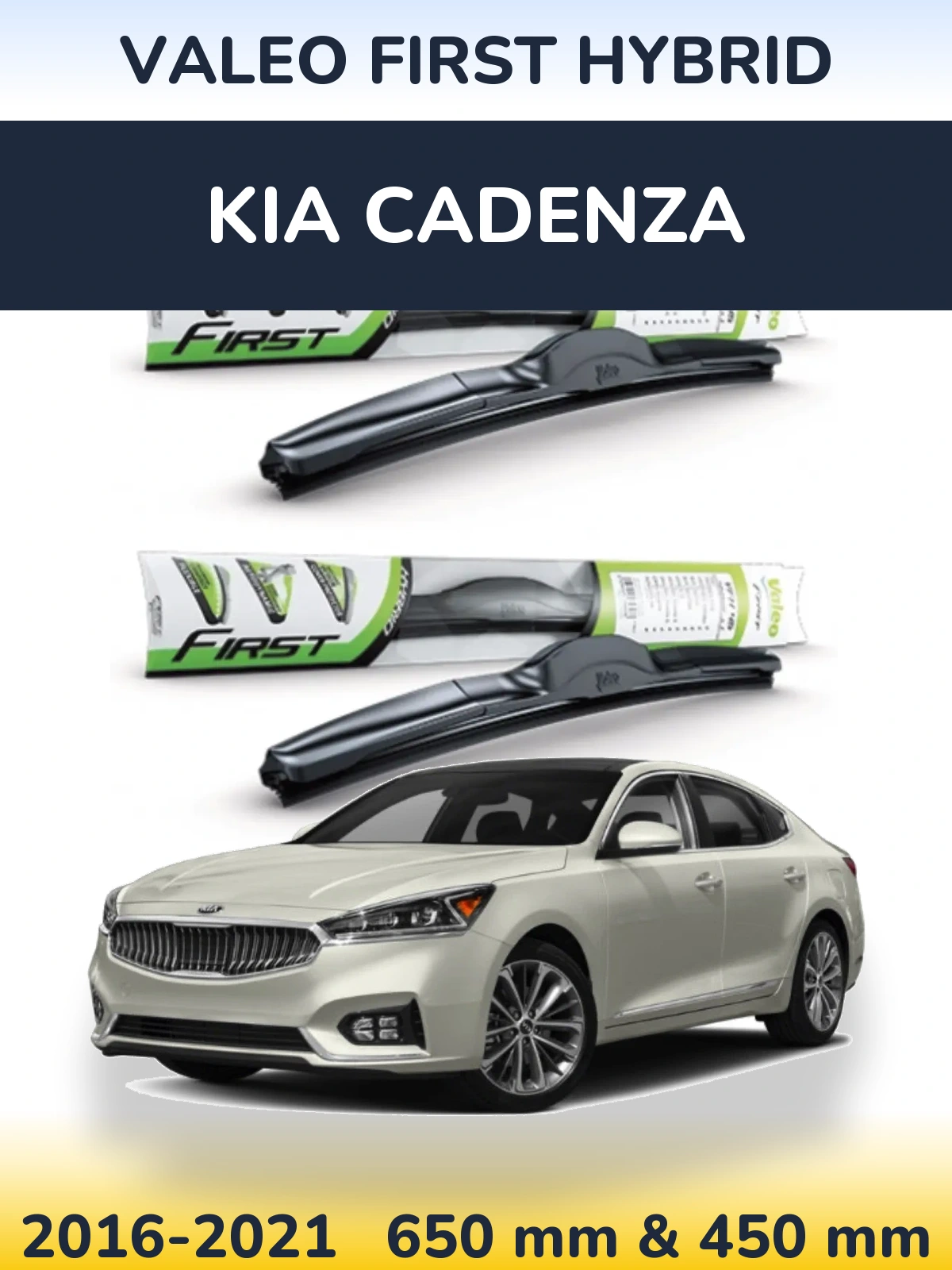 Sada předních stěračů Valeo First Hybrid 650 a 450 mm pro KIA Cadenza 2016-2021