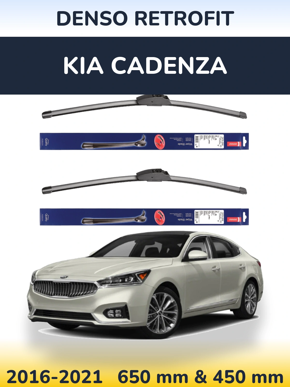 Sada předních stěračů Denso Retrofit 650 a 450 mm pro KIA Cadenza 2016-2021