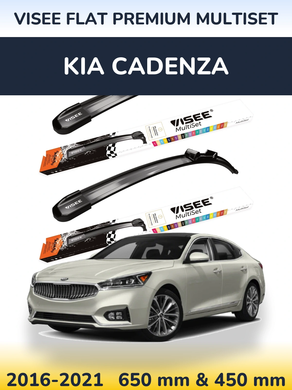 Sada předních stěračů VISEE FLAT PREMIUM MultiSet 650 a 450 mm pro KIA Cadenza 2016-2021