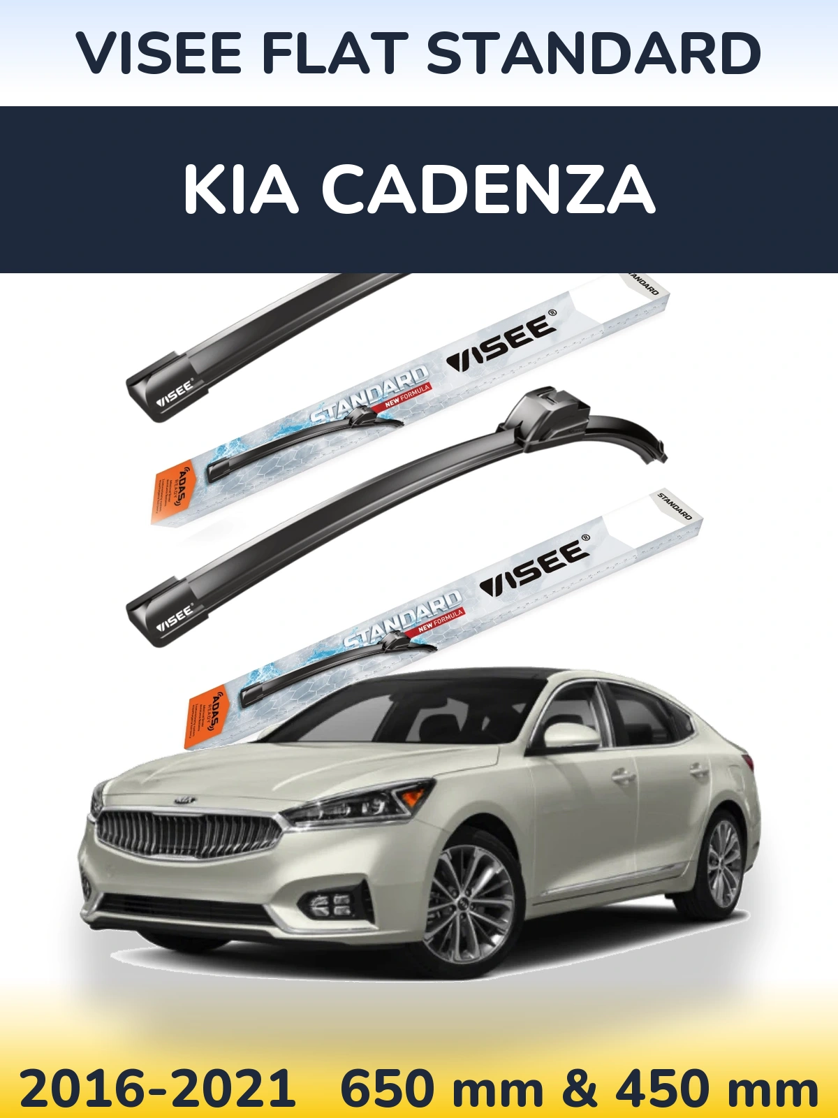 Sada předních stěračů VISEE FLAT STANDARD 650 a 450 mm pro KIA Cadenza 2016-2021