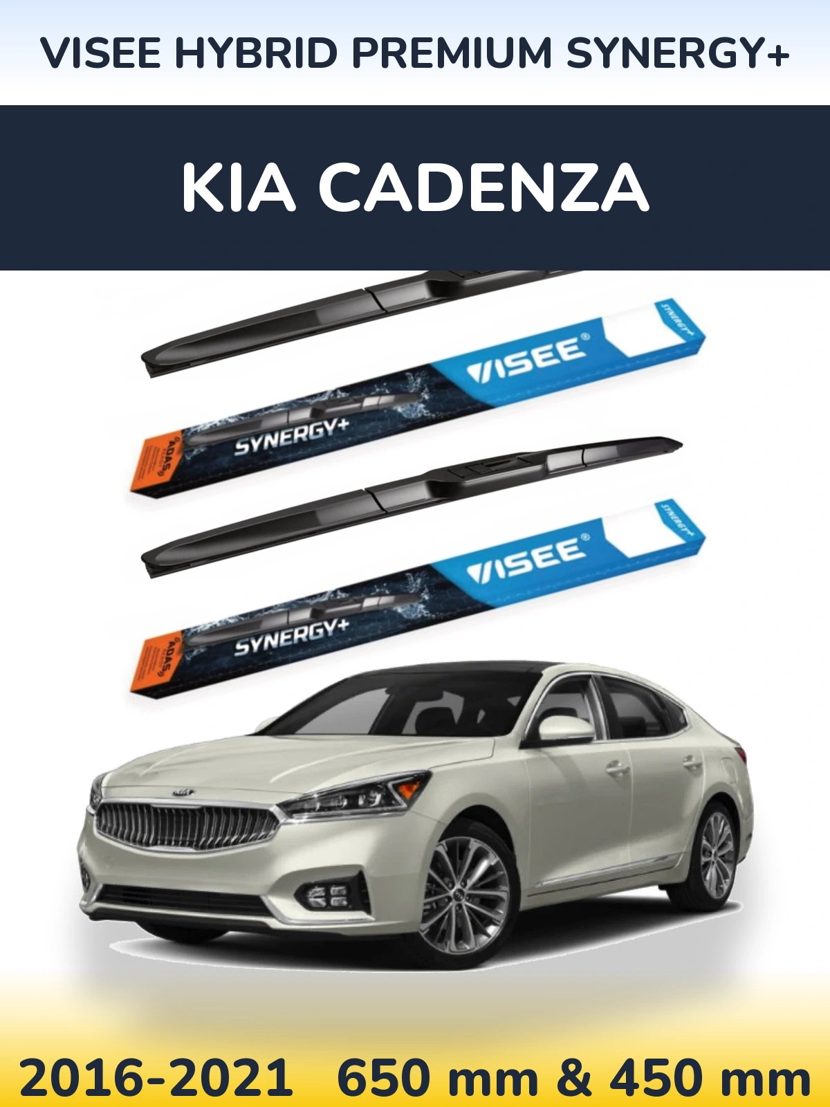 Sada předních stěračů VISEE HYBRID PREMIUM SYNERGY+ 650 a 450 mm pro KIA Cadenza 2016-2021