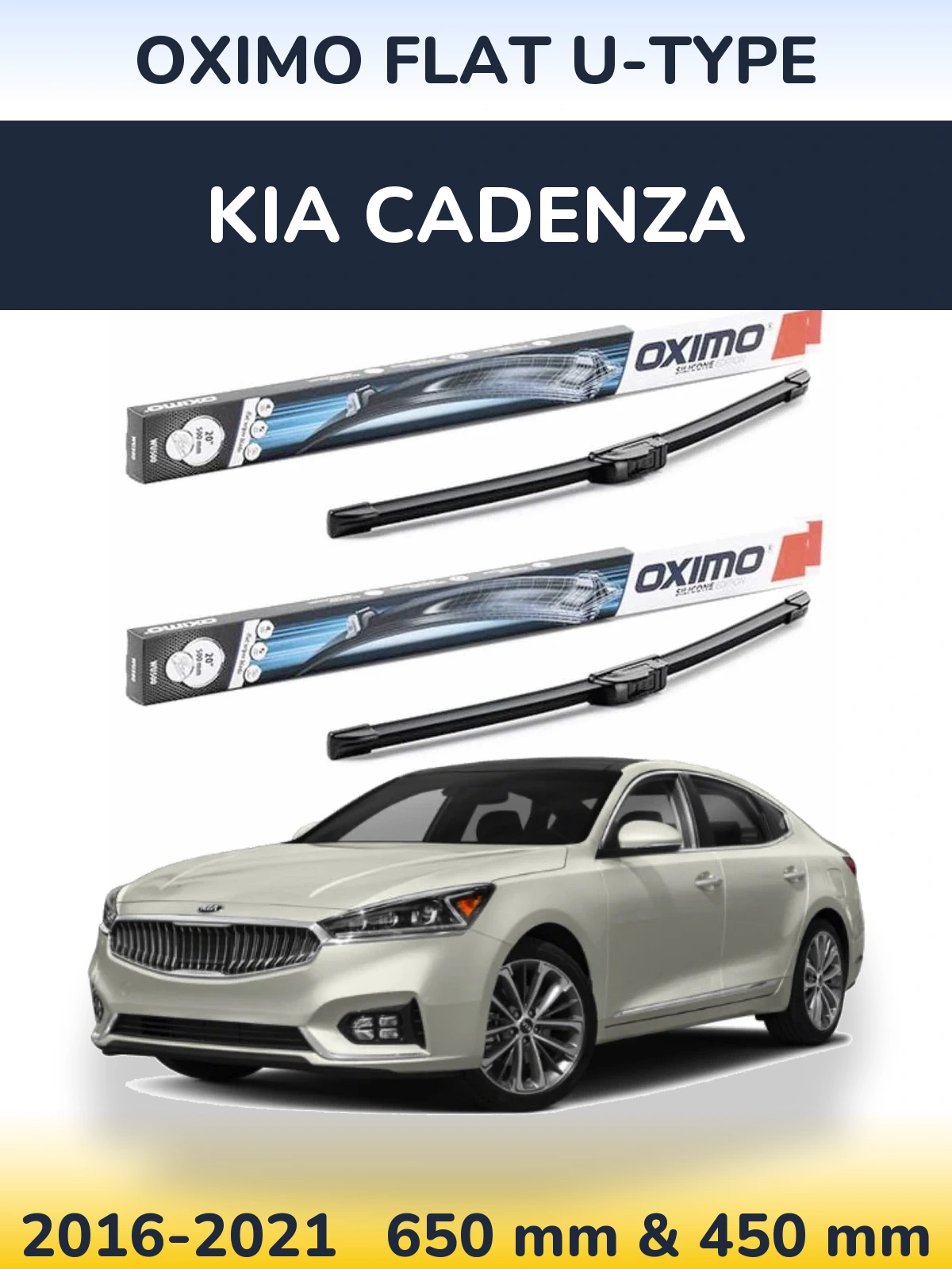 Sada předních stěračů Oximo Flat U-type 650 a 450 mm pro KIA Cadenza 2016-2021