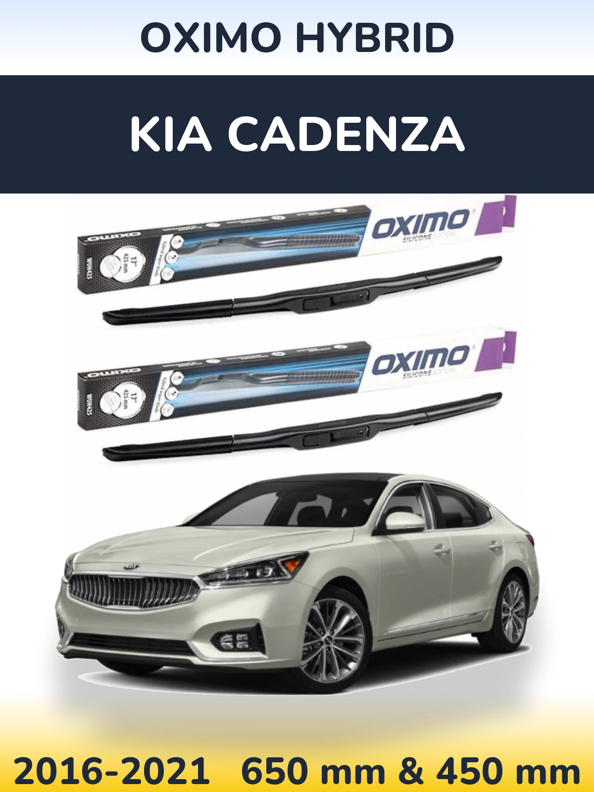 Sada předních stěračů Oximo Hybrid 650 a 450 mm pro KIA Cadenza 2016-2021