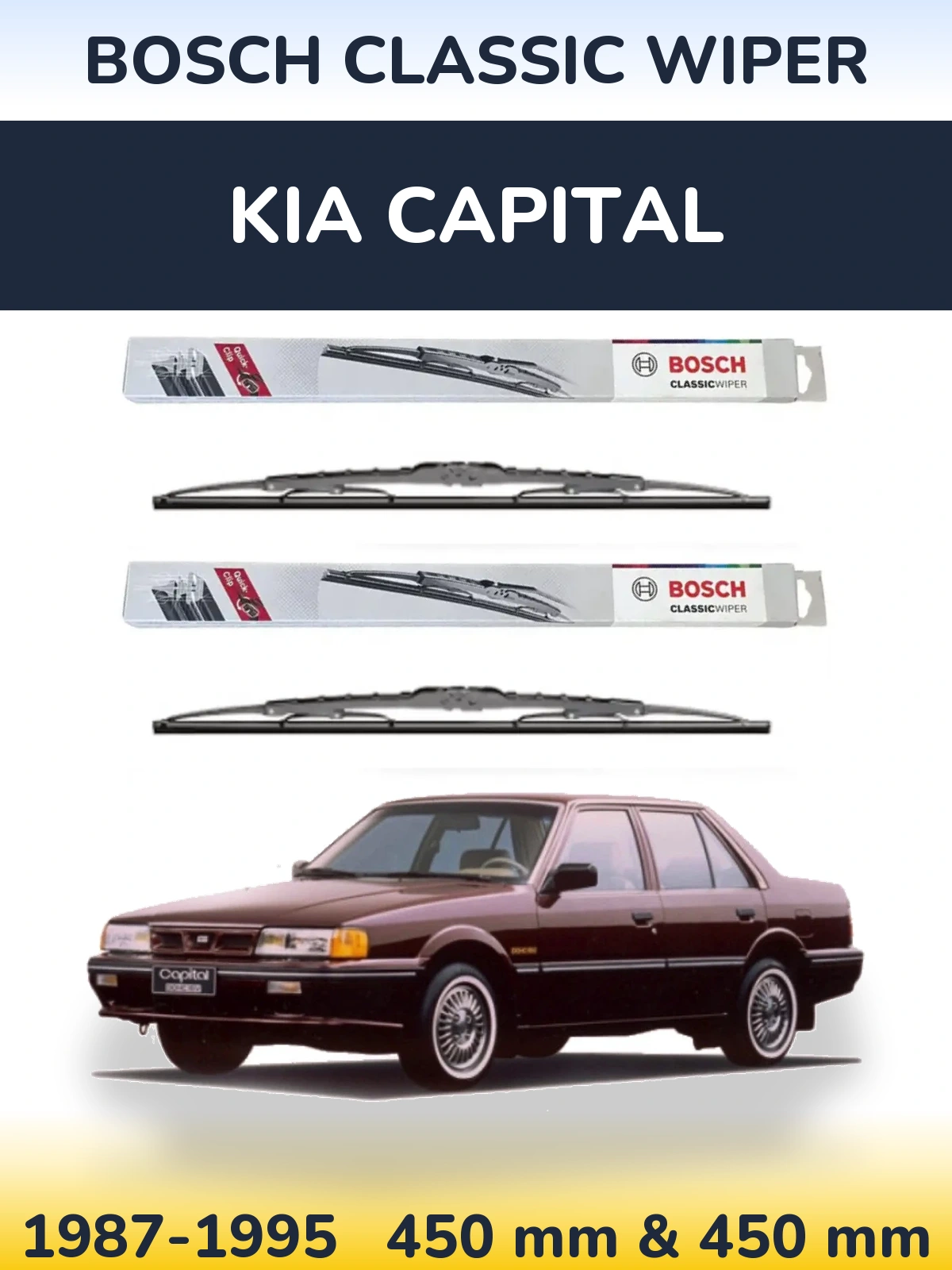 Sada předních stěračů BOSCH Classic Wiper 450 a 450 mm pro KIA Capital 1987-1995