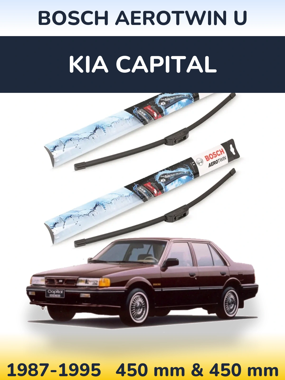 Sada předních stěračů BOSCH AeroTwin U 450 a 450 mm pro KIA Capital 1987-1995
