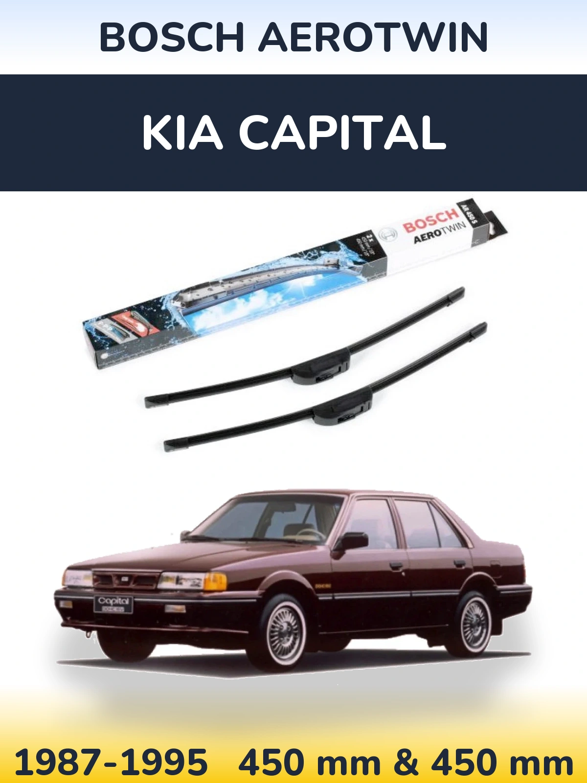 Sada předních stěračů BOSCH AeroTwin 450 a 450 mm pro KIA Capital 1987-1995