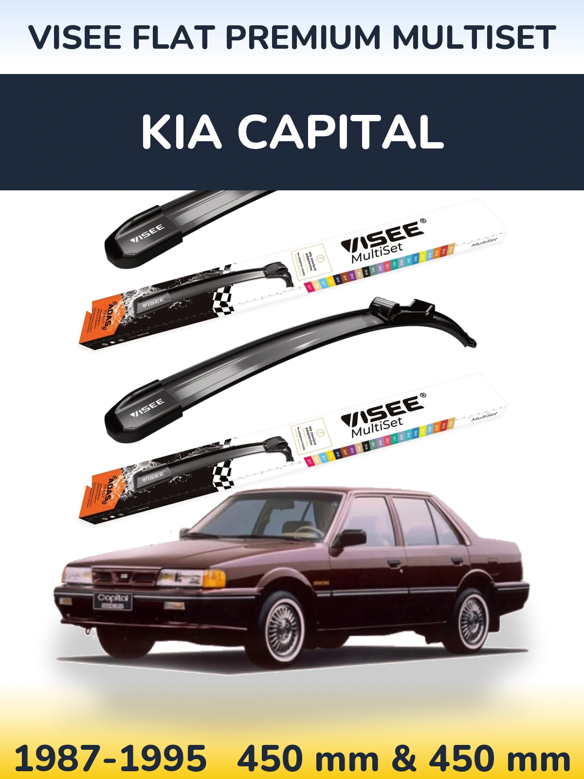 Sada předních stěračů VISEE FLAT PREMIUM MultiSet 450 a 450 mm pro KIA Capital 1987-1995