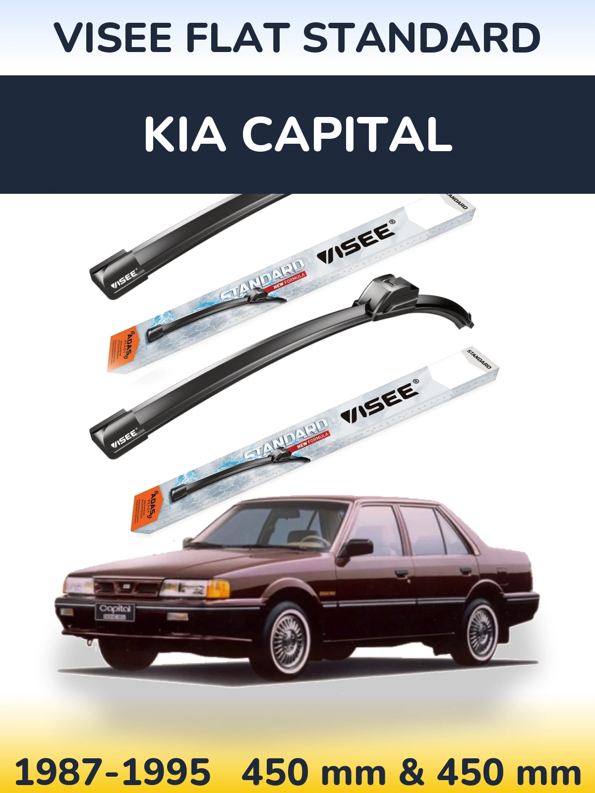 Sada předních stěračů VISEE FLAT STANDARD 450 a 450 mm pro KIA Capital 1987-1995