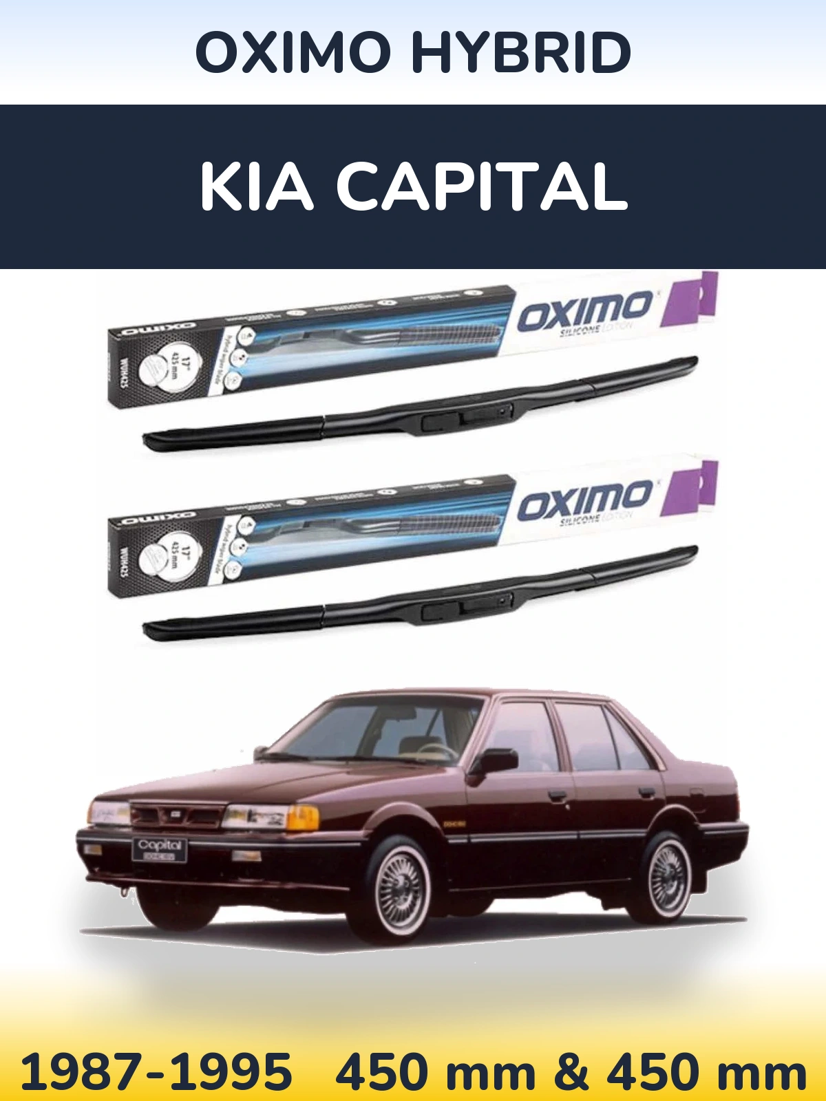 Sada předních stěračů Oximo Hybrid 450 a 450 mm pro KIA Capital 1987-1995