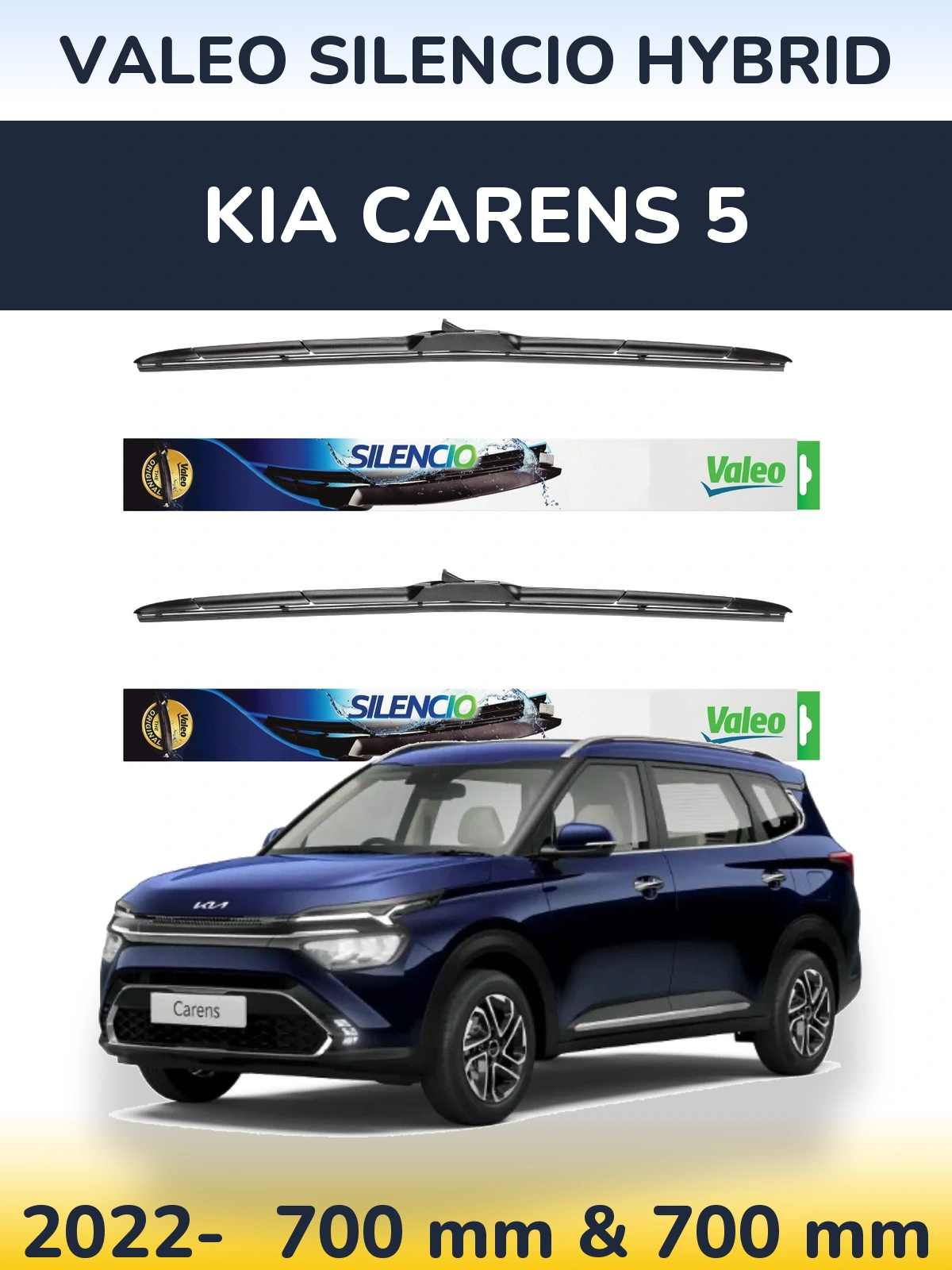 Комплект передніх щіток Valeo Silencio Hybrid 700 & 700 мм для KIA Carens 5 2022-2026