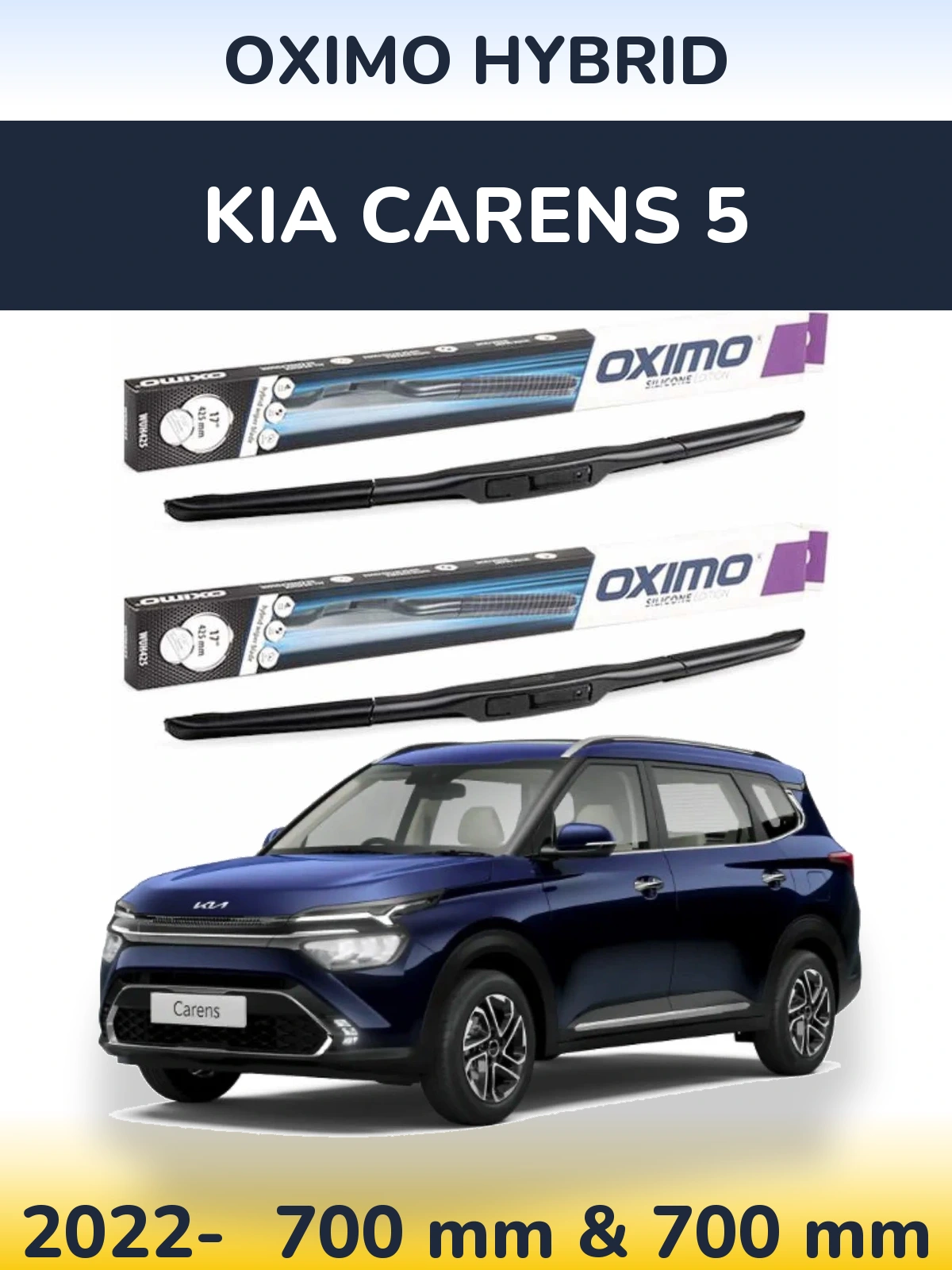 Sada předních stěračů Oximo Hybrid 700 a 700 mm pro KIA Carens 5 2022-2026