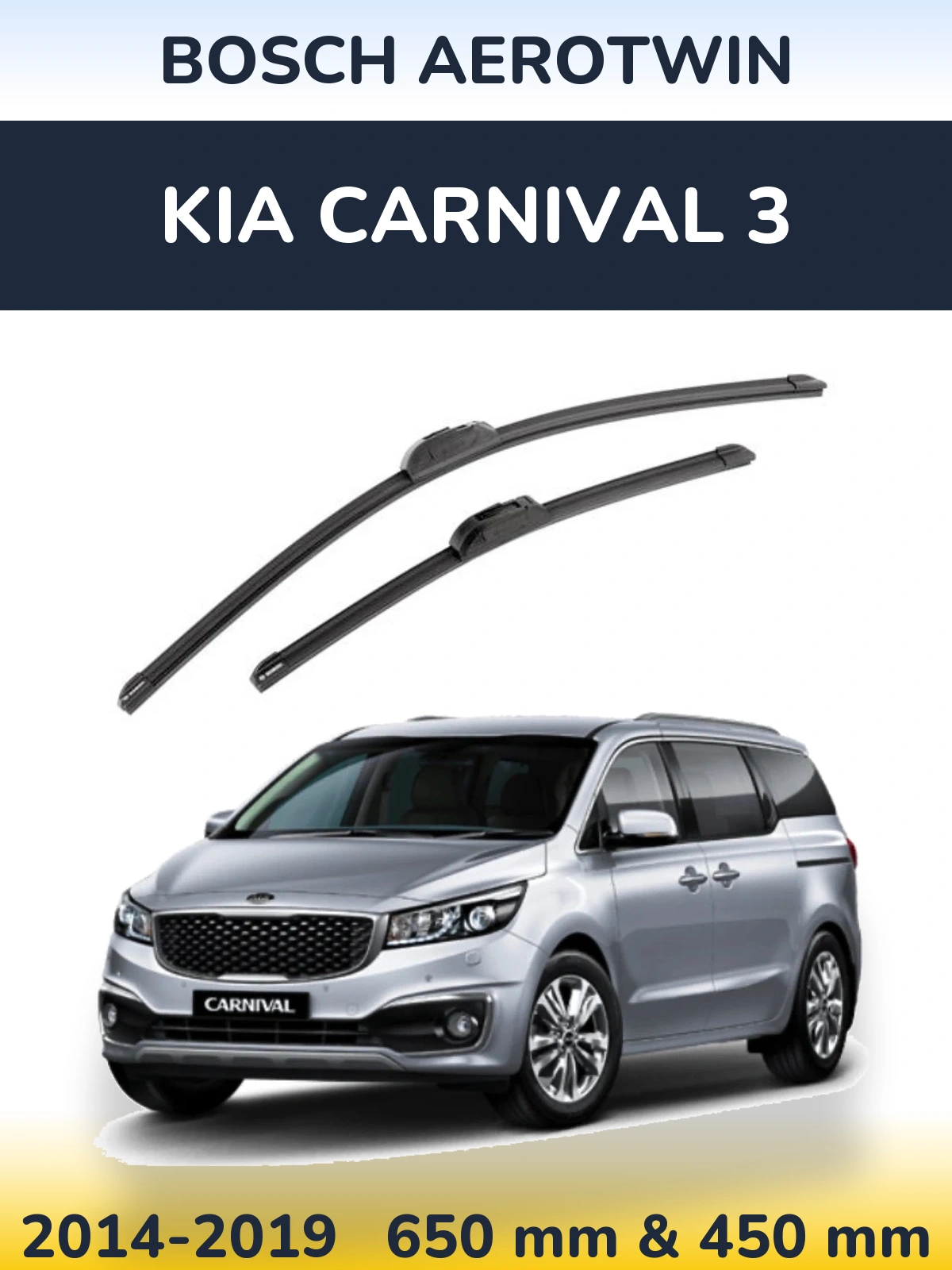 Sada předních stěračů BOSCH AeroTwin 650 a 450 mm pro KIA Carnival 3 2014-2019
