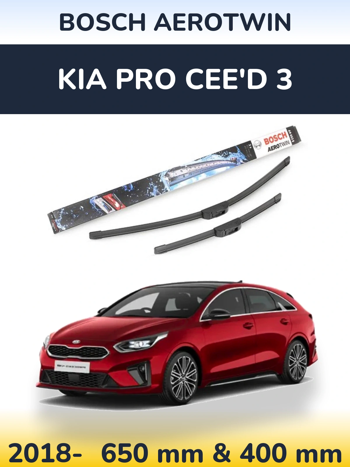 Sada předních stěračů BOSCH AeroTwin 650 a 400 mm pro KIA Pro Cee'd 3 2018-2026