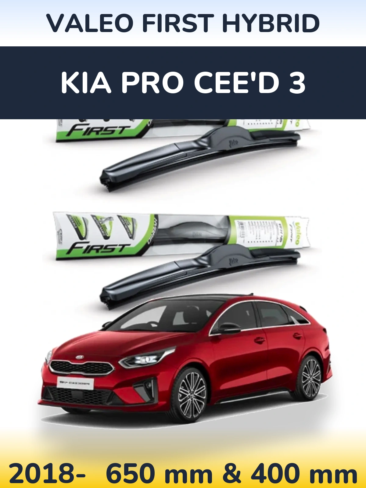 Sada předních stěračů Valeo First Hybrid 650 a 400 mm pro KIA Pro Cee'd 3 2018-2026