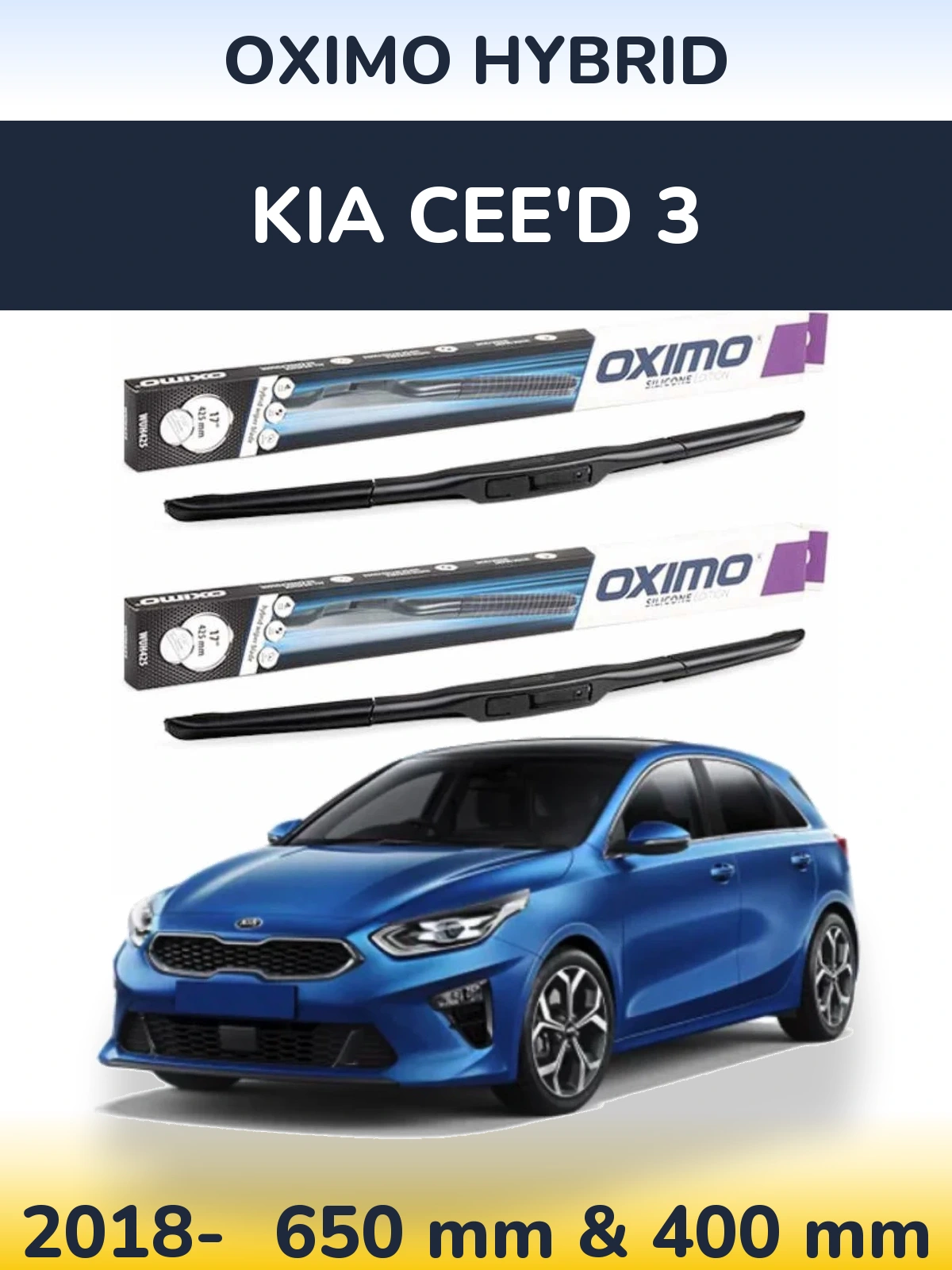 Sada předních stěračů Oximo Hybrid 650 a 400 mm pro KIA Cee'd 3 2018-2026