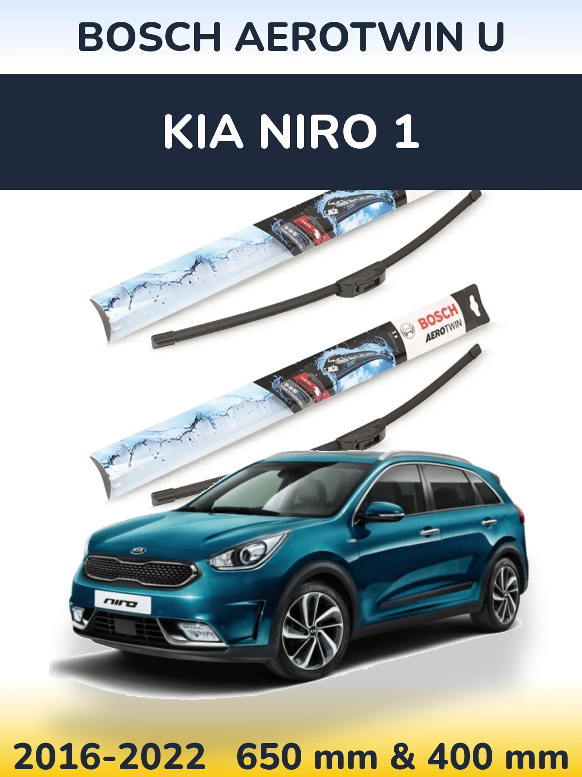 Sada předních stěračů BOSCH AeroTwin U 650 a 400 mm pro KIA Niro 1 2016-2022