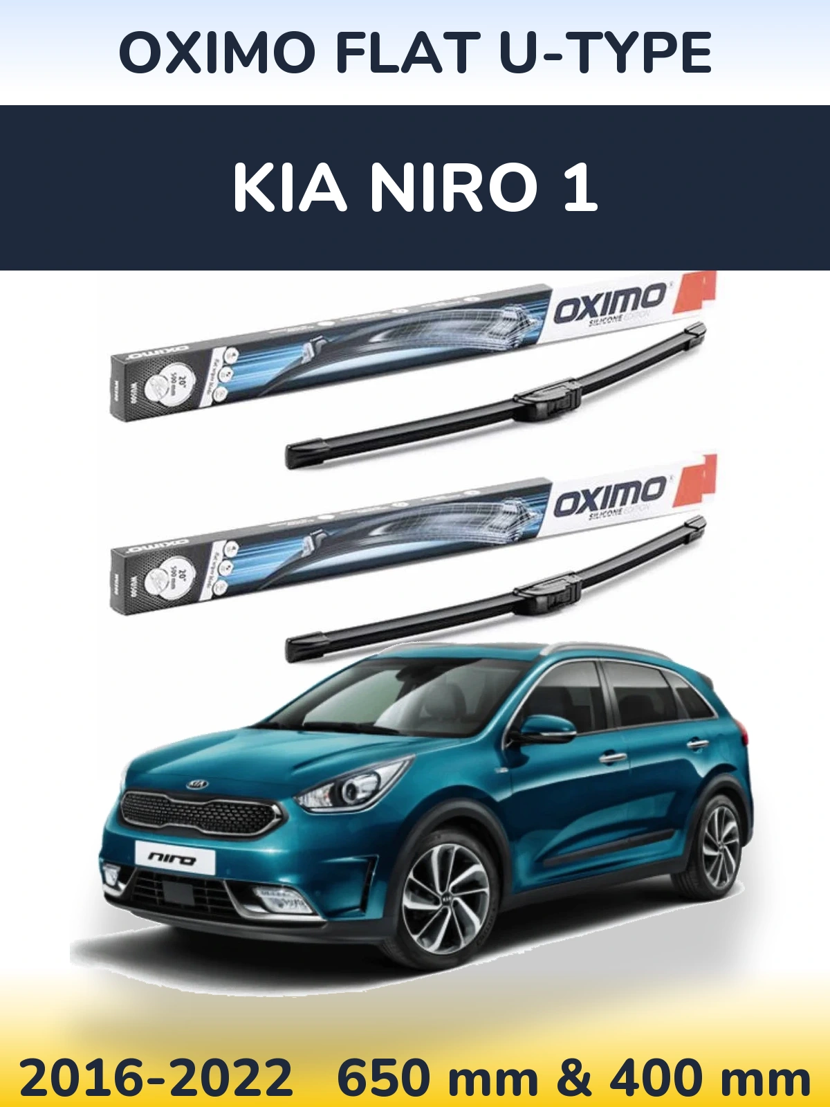 Sada předních stěračů Oximo Flat U-type 650 a 400 mm pro KIA Niro 1 2016-2022