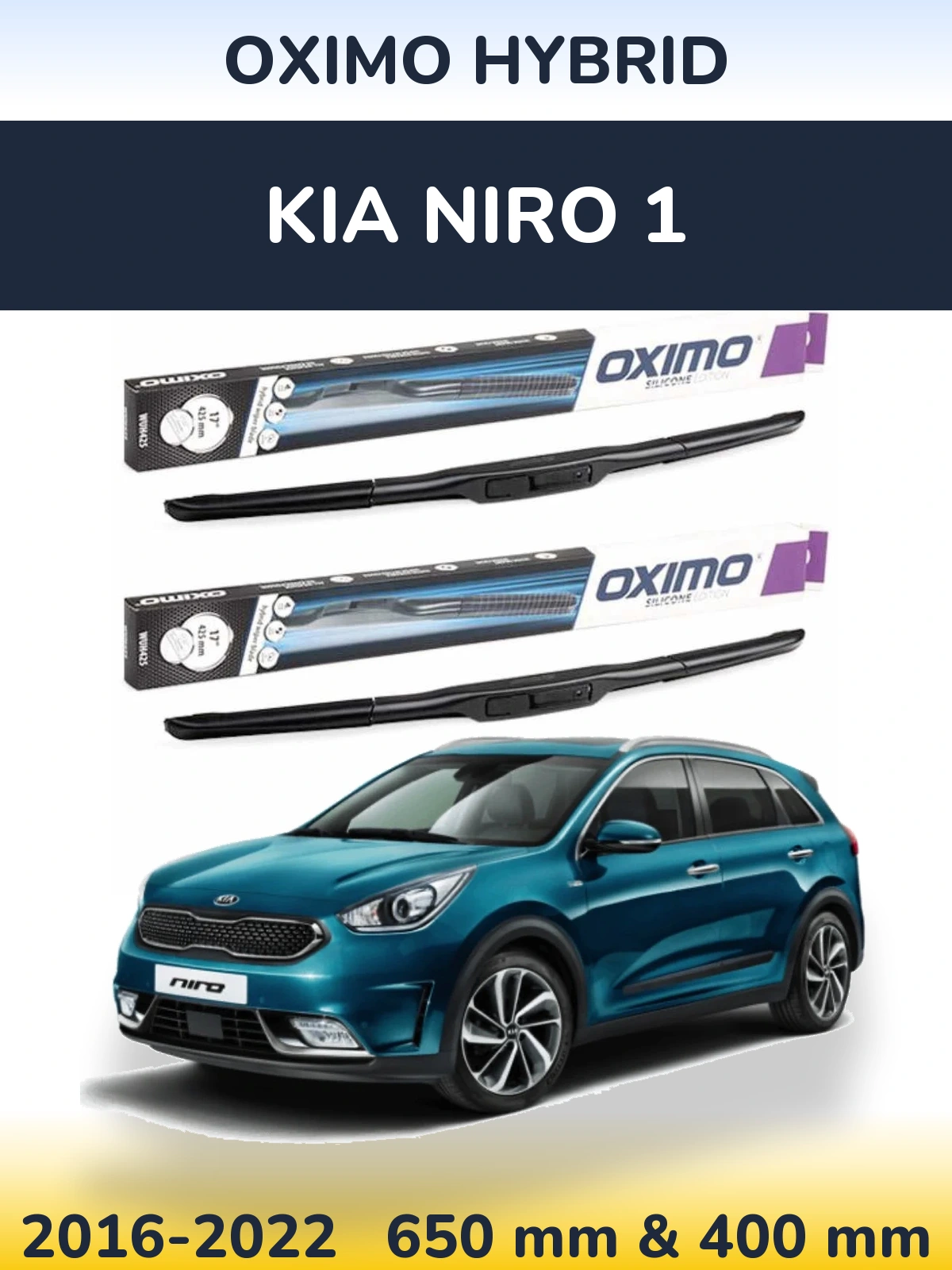 Sada předních stěračů Oximo Hybrid 650 a 400 mm pro KIA Niro 1 2016-2022