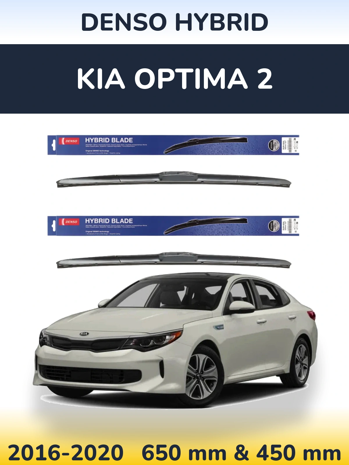 Sada předních stěračů Denso Hybrid 650 a 450 mm pro KIA Optima 2 2016-2020