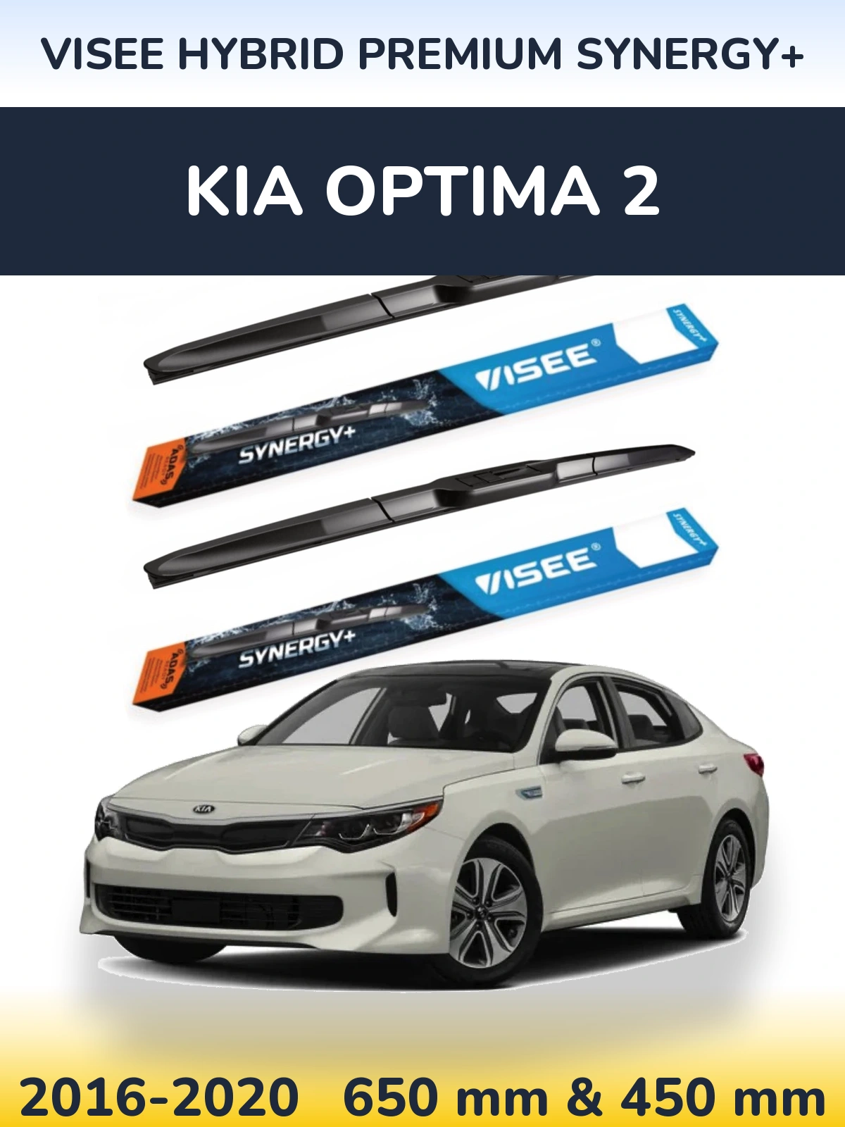 Sada předních stěračů VISEE HYBRID PREMIUM SYNERGY+ 650 a 450 mm pro KIA Optima 2 2016-2020