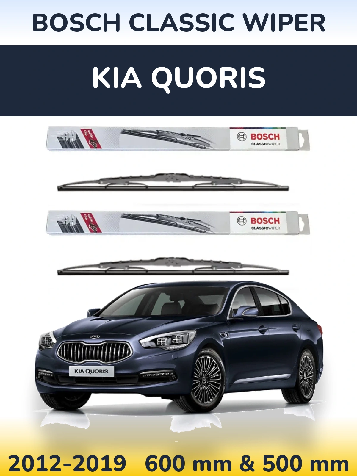 Sada předních stěračů BOSCH Classic Wiper 600 a 500 mm pro KIA Quoris 2012-2019
