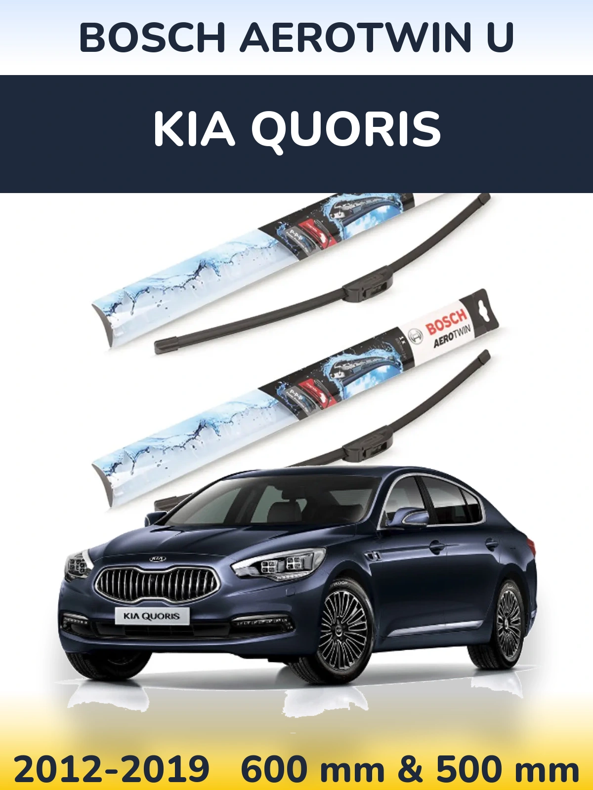 Sada předních stěračů BOSCH AeroTwin U 600 a 500 mm pro KIA Quoris 2012-2019