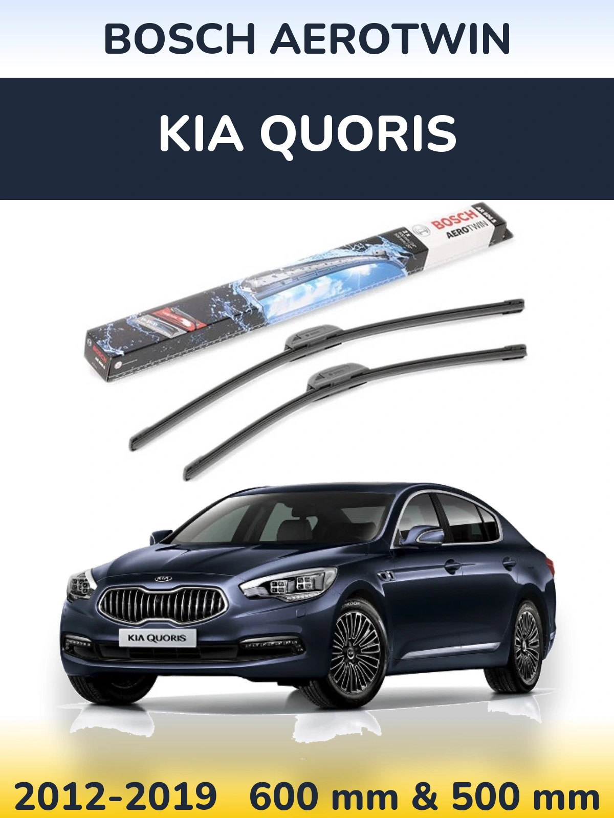 Sada předních stěračů BOSCH AeroTwin 600 a 500 mm pro KIA Quoris 2012-2019