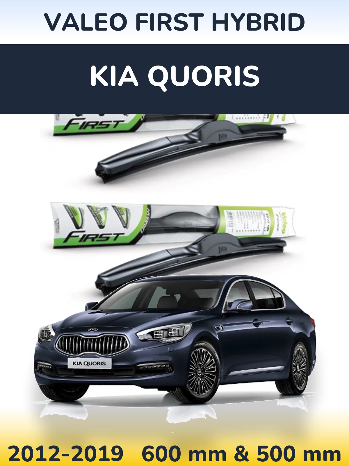 Sada předních stěračů Valeo First Hybrid 600 a 500 mm pro KIA Quoris 2012-2019