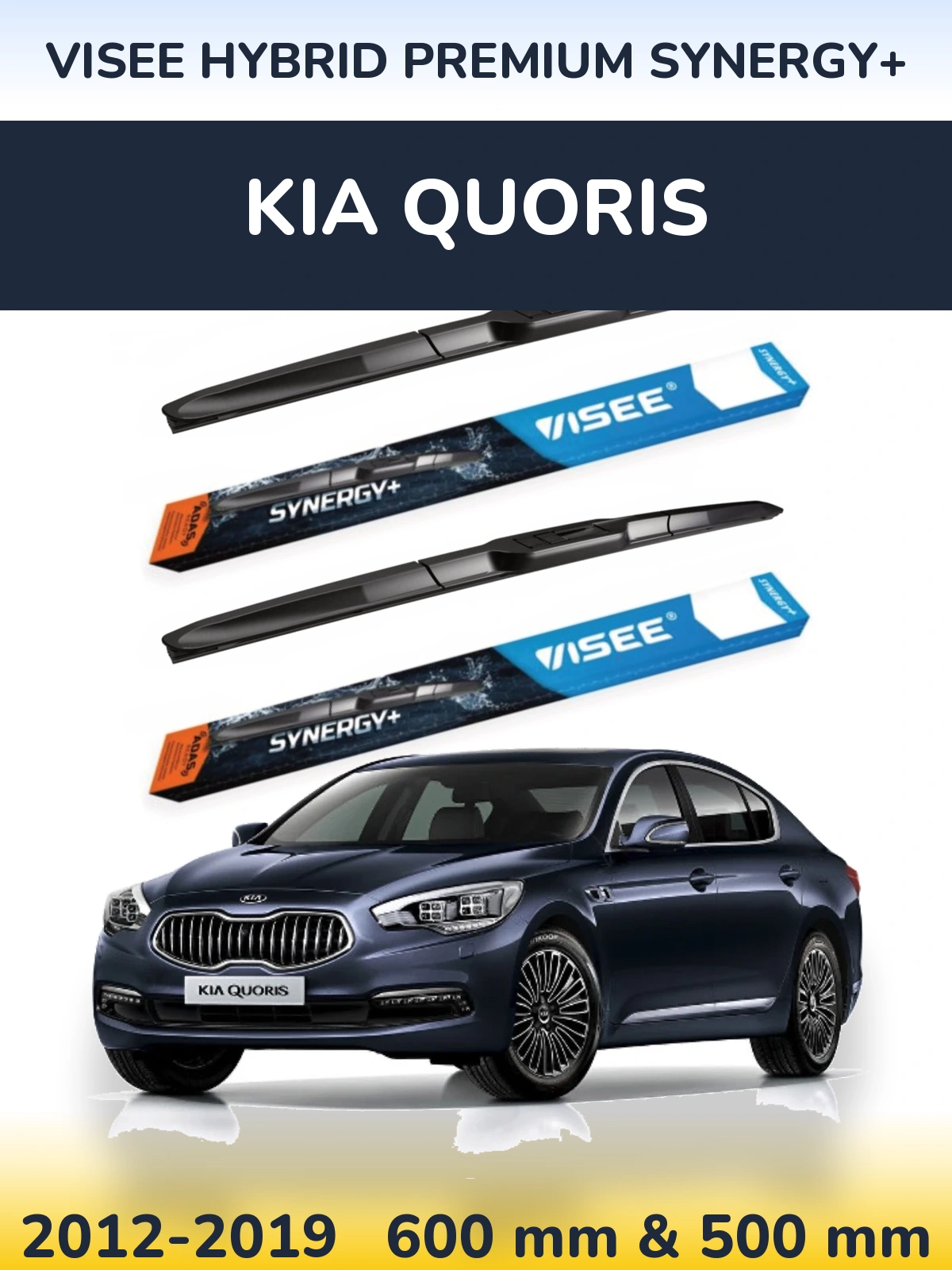 Sada předních stěračů VISEE HYBRID PREMIUM SYNERGY+ 600 a 500 mm pro KIA Quoris 2012-2019