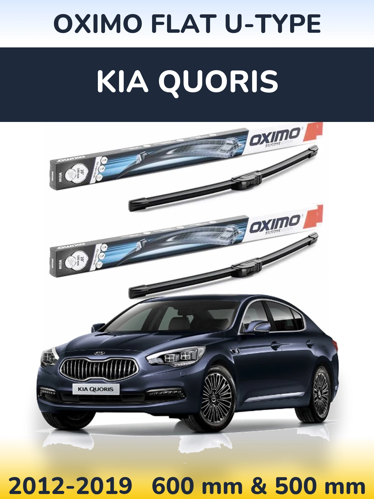 Sada předních stěračů Oximo Flat U-type 600 a 500 mm pro KIA Quoris 2012-2019
