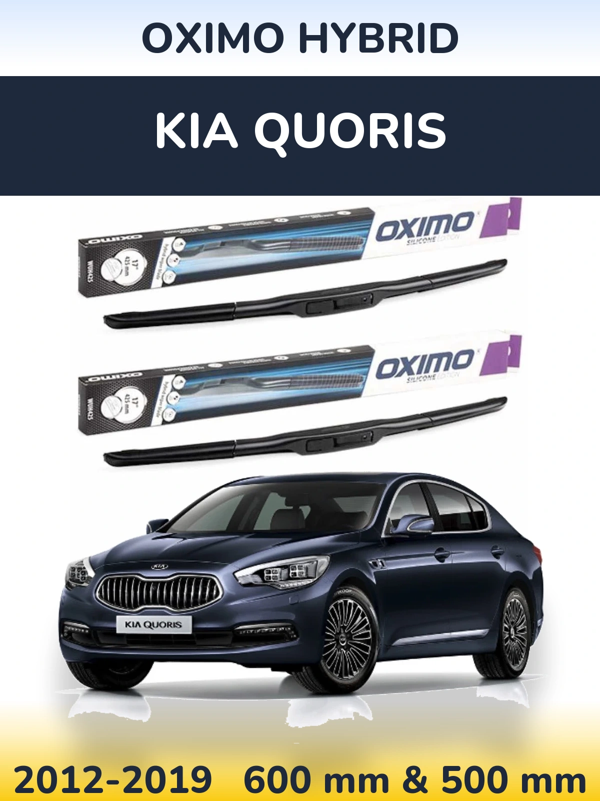 Sada předních stěračů Oximo Hybrid 600 a 500 mm pro KIA Quoris 2012-2019